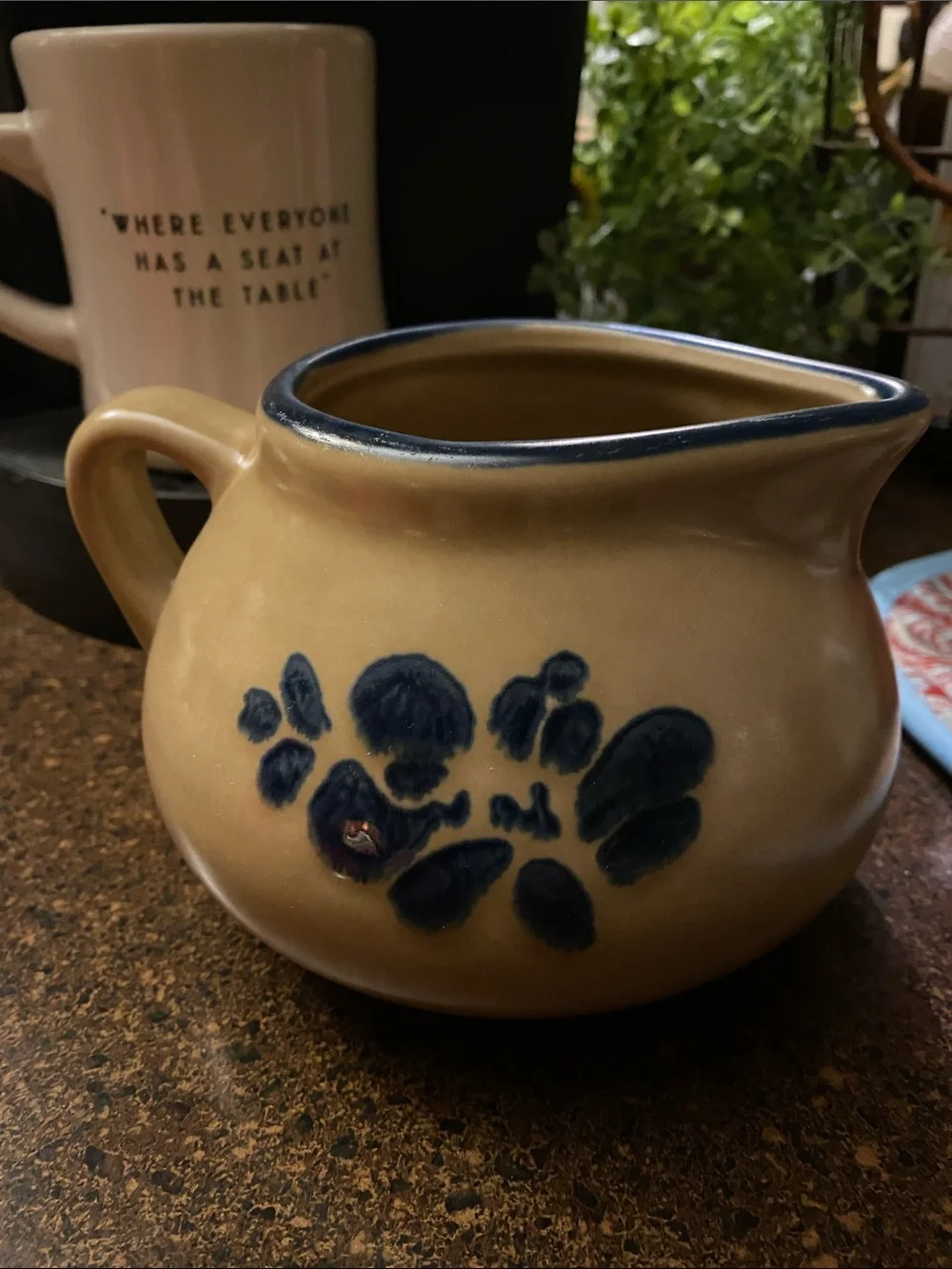 PFALTZGRAFF Folk Art Ceramic Cream and Blue Floral Pitcher - Home Accents